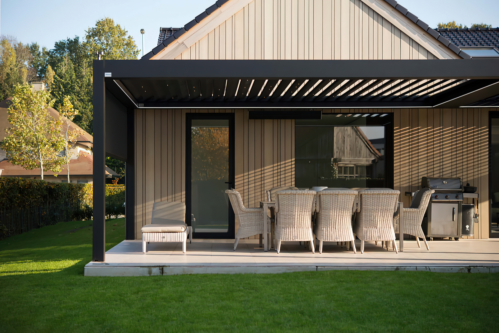 Gekoppelde pergola SO! Star en screens